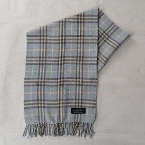 Burberry London 100% Cashmere Classic Nova Check Blue Scarf - United Kingdom